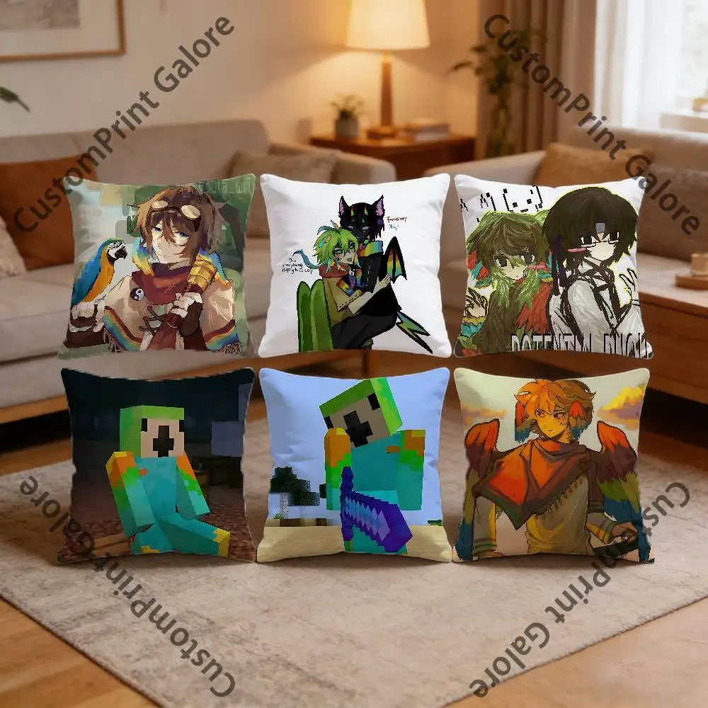 

P-Parrotx2 Square Throw Pillow Cover Multiple Sizes Soft for Sofa Bedroom Living Room Home Decorative