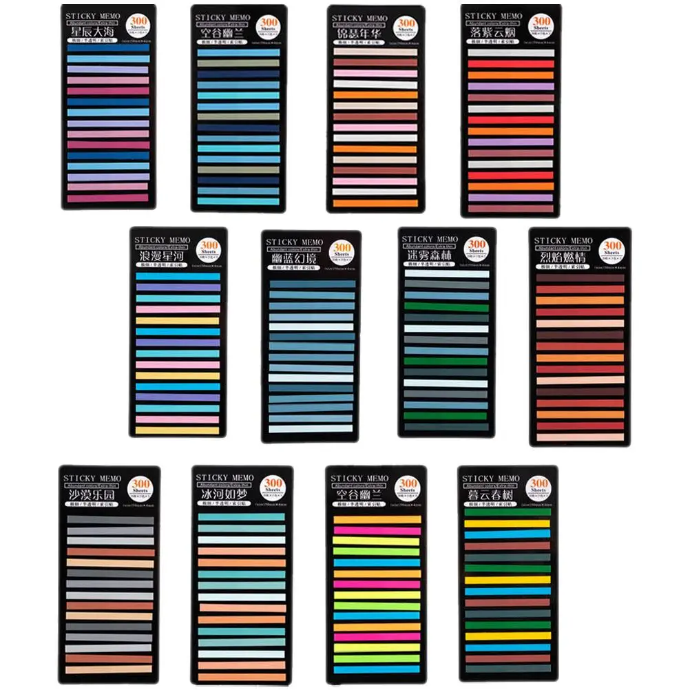 12 Packs Colorful Highlight Strips Transparent Bookmarks Fine Line Index Tabs Student Reading Notes Sentence Markers Portable