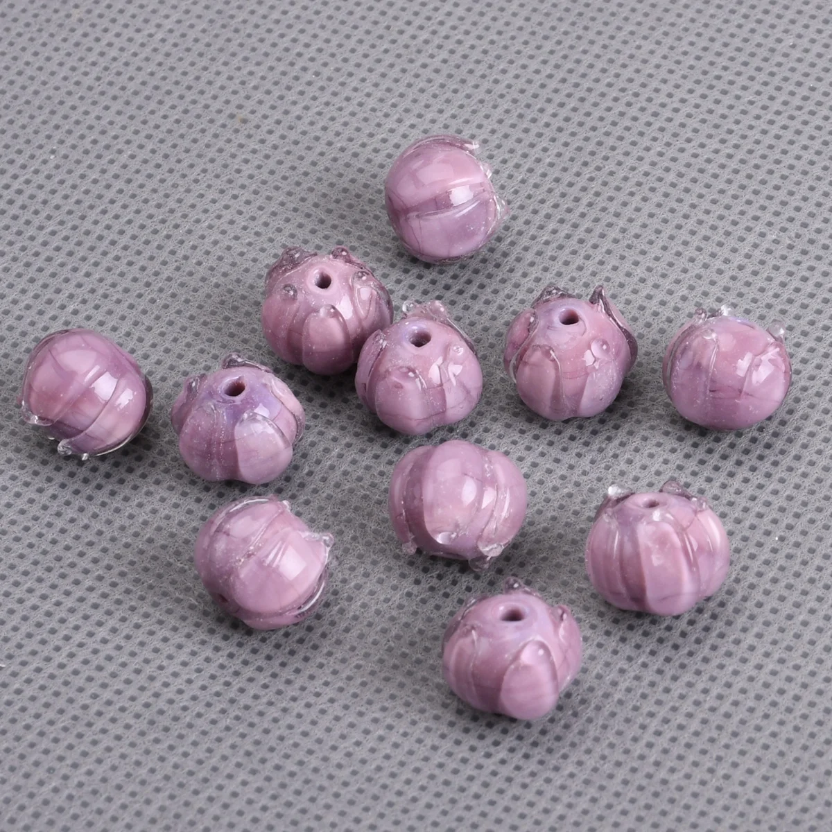 5pcs Round Flower Bud Shape 12x10mm Handmade Lampwork Glass Loose Beads for Jewelry Making DIY Crafts Findings