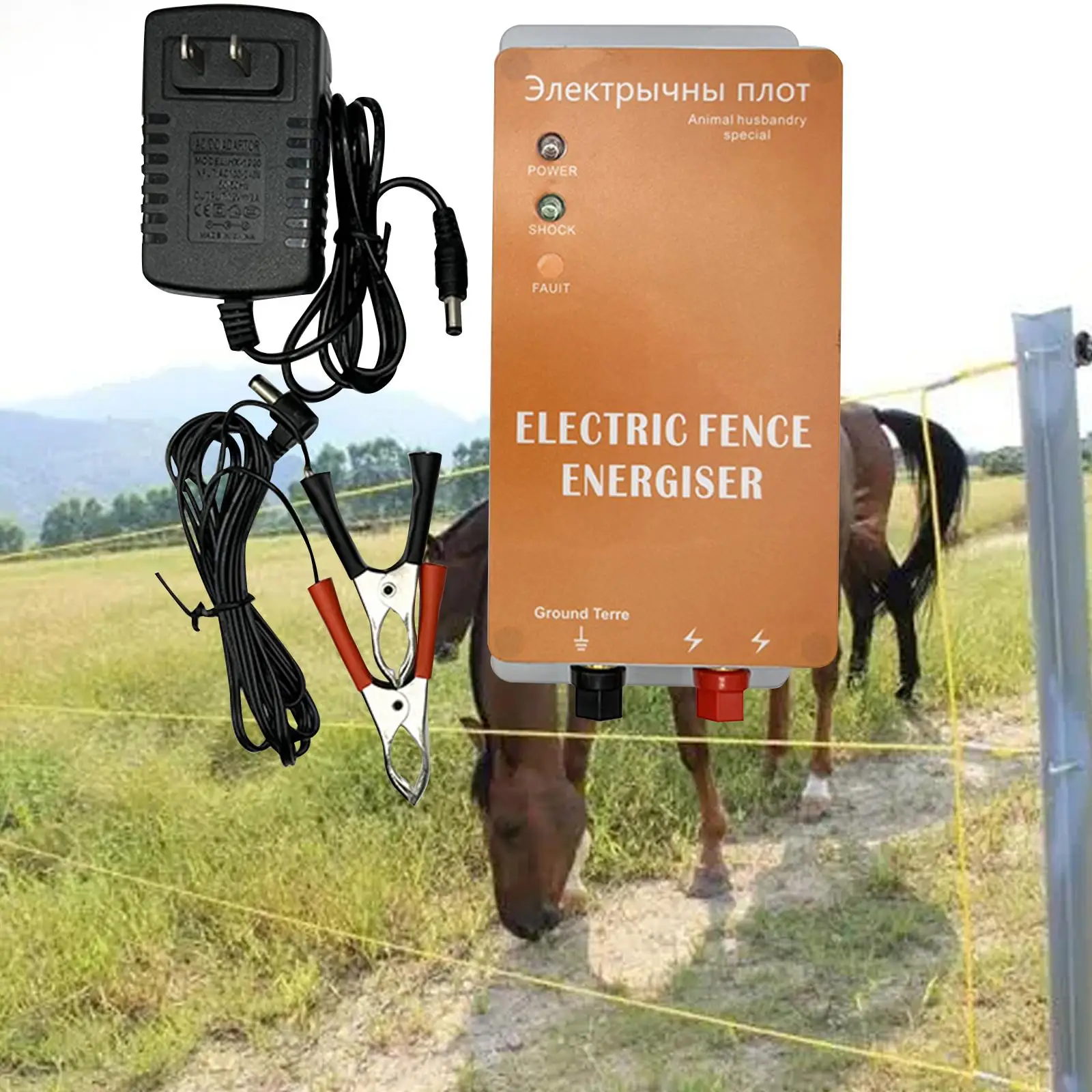 

Electric Fence Energizer Portable Display Fence Tool Multipurpose Control Charger High Voltage for Home Lawn Garden Farm Horses