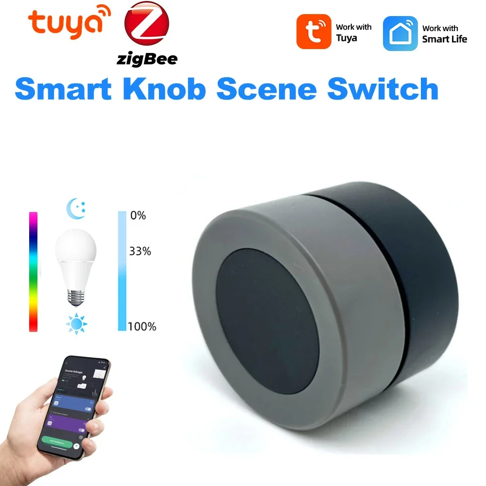 ZigBee Smart manopola Switch Wireless Scene Button Press ruota Controller di automazione con Tuya Smart Life tramite Gateway Smart Home