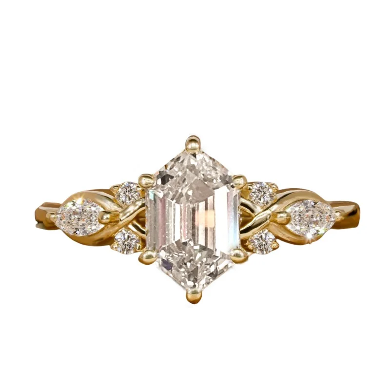 Huitan Damenring mit einfachem, vielseitigem Design für Hochzeit, charmantes Damen-Party-Accessoire mit glänzendem CZ, eleganter Verlobungsschmuck – Detail 8