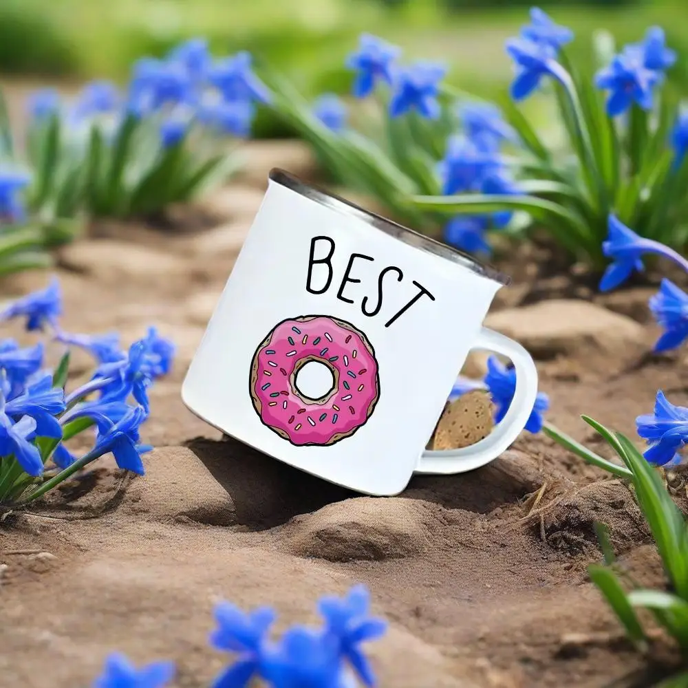Tazas de café y té esmaltadas con estampado de comida bonita, vasos creativos para patatas fritas, desayuno para estudiantes, taza de avena y leche, vajilla, los mejores regalos de cumpleaños