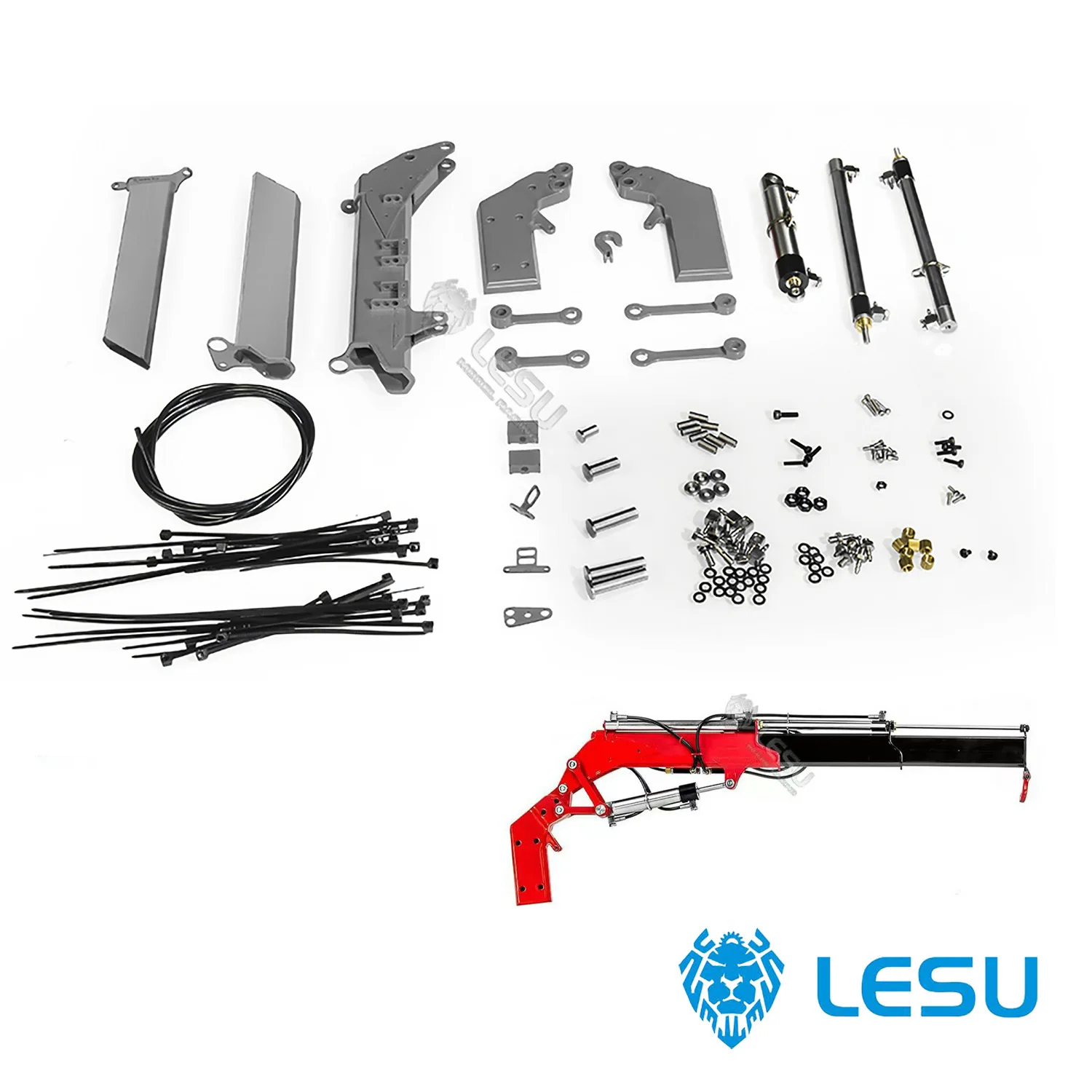 LESU Metal Crane Boom Fly Jib Arm Part for Building 1/14 Hydraulic RC Crane Truck KIT Unpainted Unassembled DIY Model In Stock