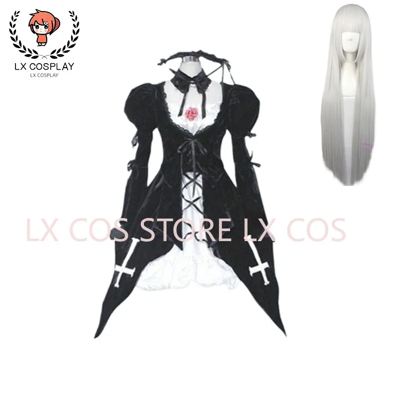 Anime Rozen Maiden Suigintou Mercury Lampe Black Dress Cosplay Costume Customized size