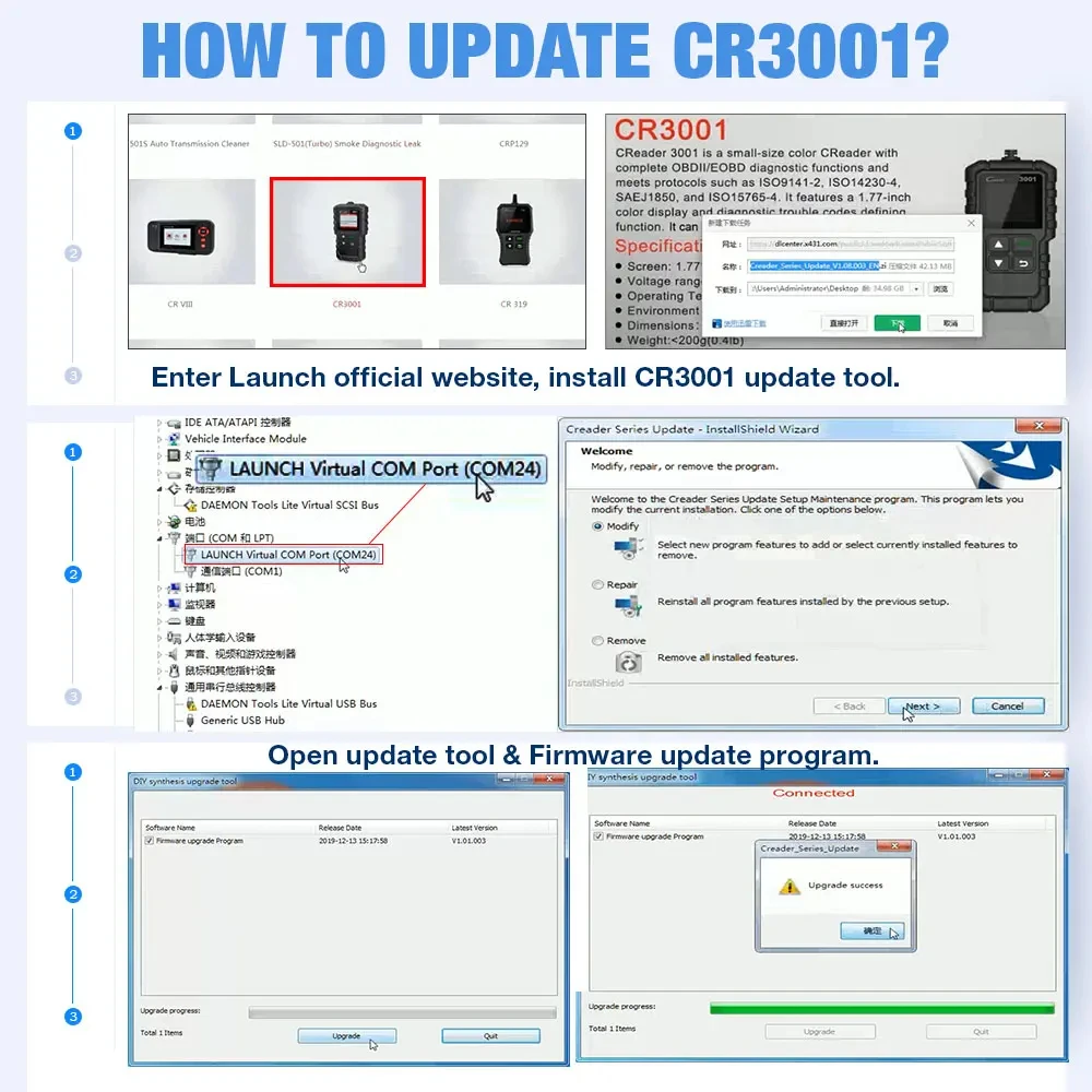 LAUNCH X431 Creader 3001 Auto OBD2 Scanner Motor-Batterietest Fehlercode-Lesegerät OBDII Diagnose-Tool pk ELM327 ab Baujahr 1996 – Detail 11