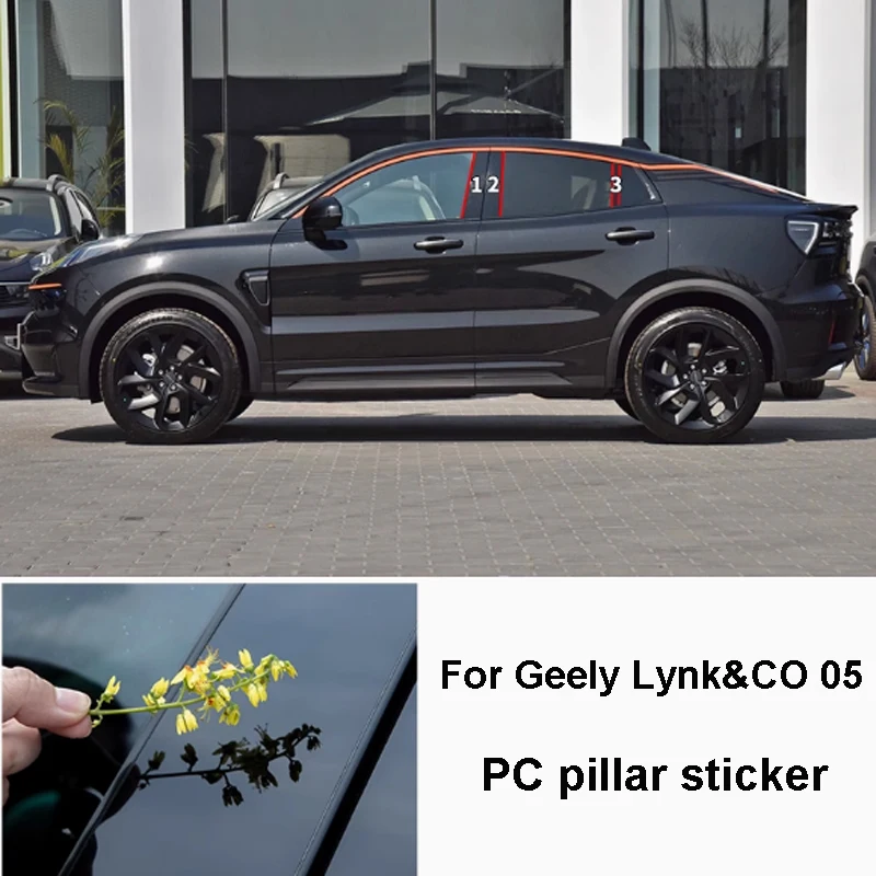 

Central Cillar Bright Strip Carbon Fiber Patch Car Window B Pillar Sticker for Geely LYNK&CO 05 2020 2021 2022 2023 Accessory