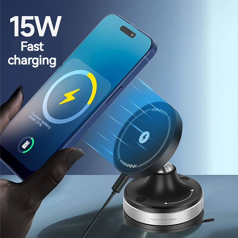 T29W NEW Car Wireless Charger Suction Cup Phone Holder Mirro Gym Bath Shower Stand for Iphone 16 15 14 13 12 11 Pro Max Samsung