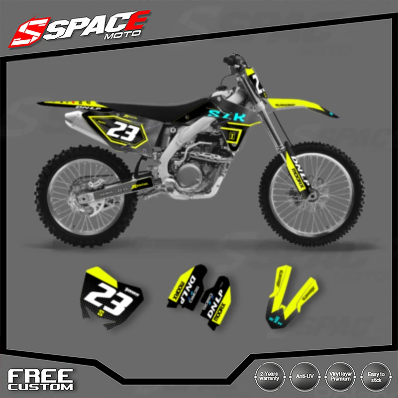

SPACE изготовленные на заказ мотоциклетные графические фоновые наклейки, комплект наклеек для SUZUKI 2008, 2009, 2010, 2011, 2012, 2013-2017 RMZ 450