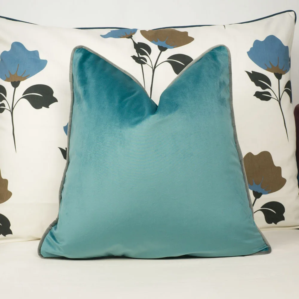 Multicolor Gray Piping Velvet Cushion Cover Pillow Case Chair/Sofa Pillow Cover No Balling-up Home Decor Without Stuffing