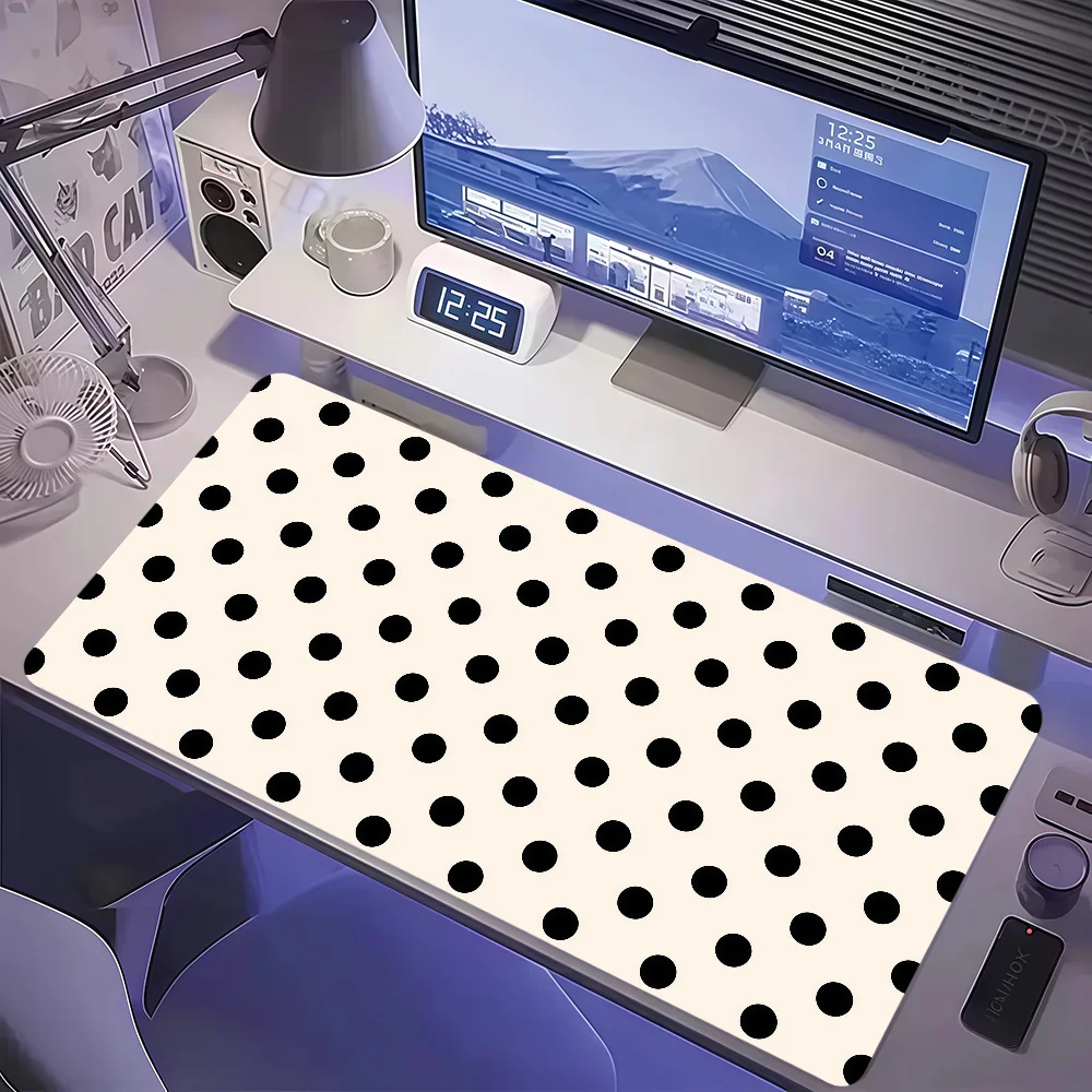 Black And White Polka Dots Mouse Pad Large Non-slip Lockedge Desktop Computer Desk Mat Keyboard MousePad Office Gamer Student