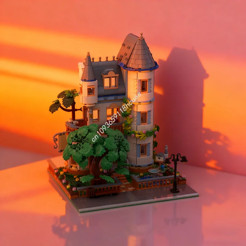 411 قطعة MOC وحدات عرض مجموعة القلعة السرير وحدات نموذج هدية الكريسماس اللبنات العمارة لتقوم بها بنفسك لعبة فكرة الإبداعية للأطفال