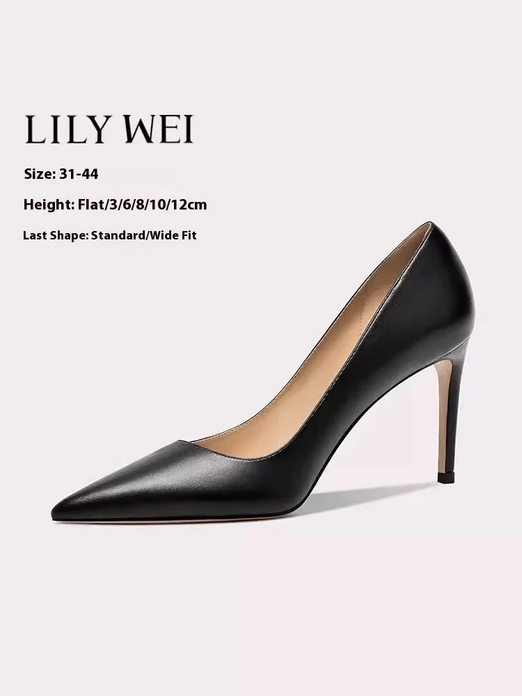 

Spring shallow black leather widened flat shoes thin high-heeled waterproof table banquet large size small size women's shoes