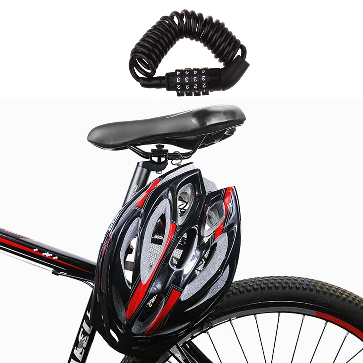 

1pc Bike Lock 4 Password Security Combination Anti-Theft Luggage Lock For Bicycle Motorcycle Scooter Black Metal