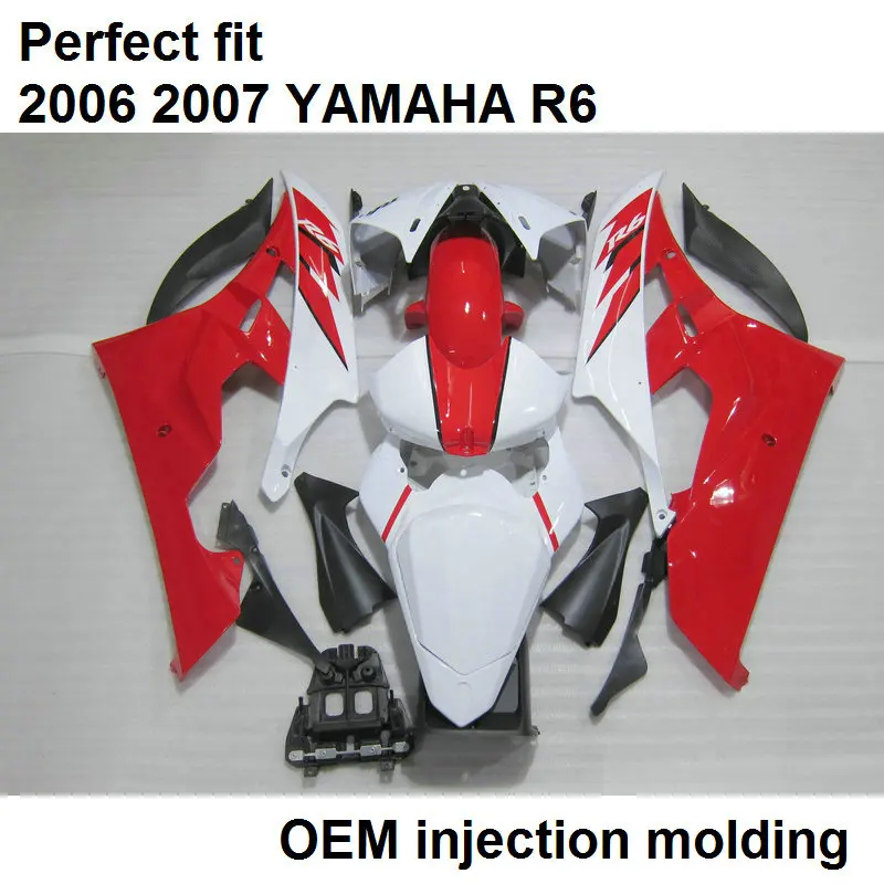 High Quality Injection Mould Fairing Kit For YAMAHA YZF R6 06 07 White Red Black Motorcycle Fairings Set R6 2006 2007 HZ28