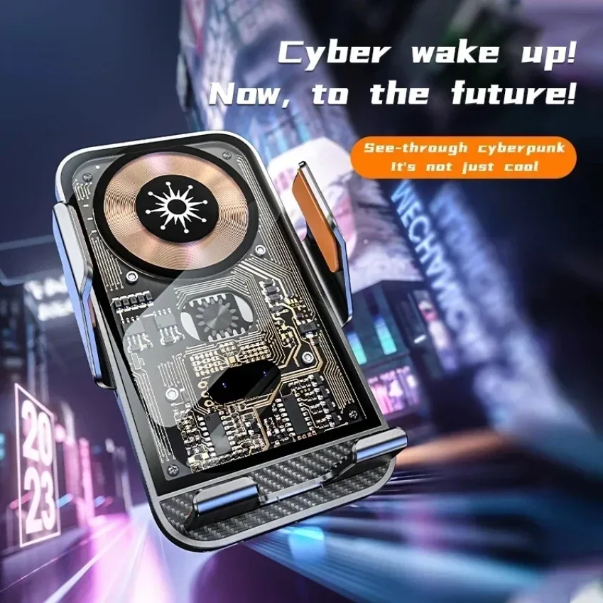 Supporto per telefono con montaggio automatico per caricabatterie wireless per auto da 30 W per iPhone 17 16 15 14 Samsung Xiaomi Supporto di ricarica rapida a induzione a infrarossi