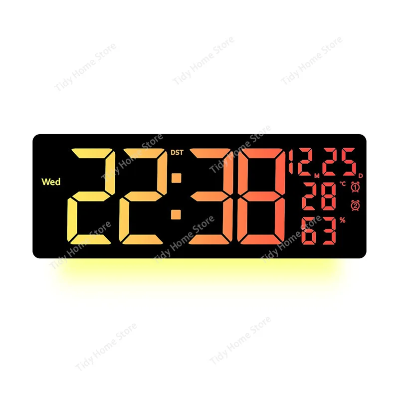 

Новые светодиодные настенные часы с симфонией RGB, меняющие цвет, настенные часы для гостиной, дисплей, многофункциональный будильник, большой размер 6669R