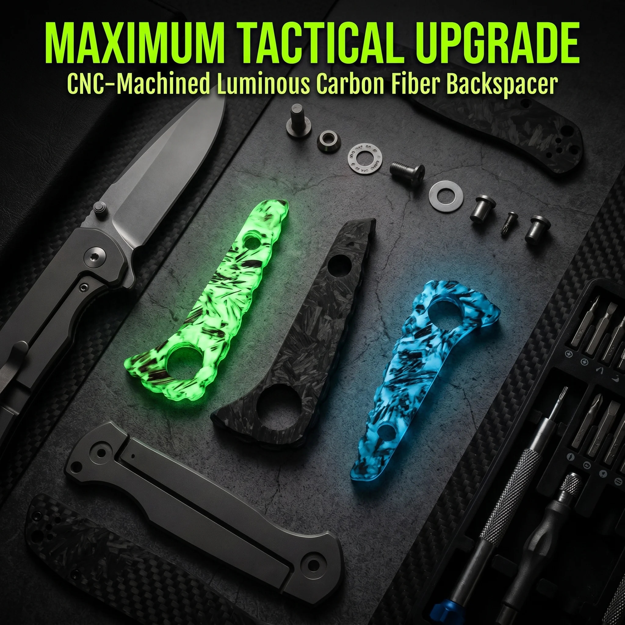 C81 Back Carbon Fiber Night Glow Fragment Resin - Suitable for DIY Modification of Folding Knives
