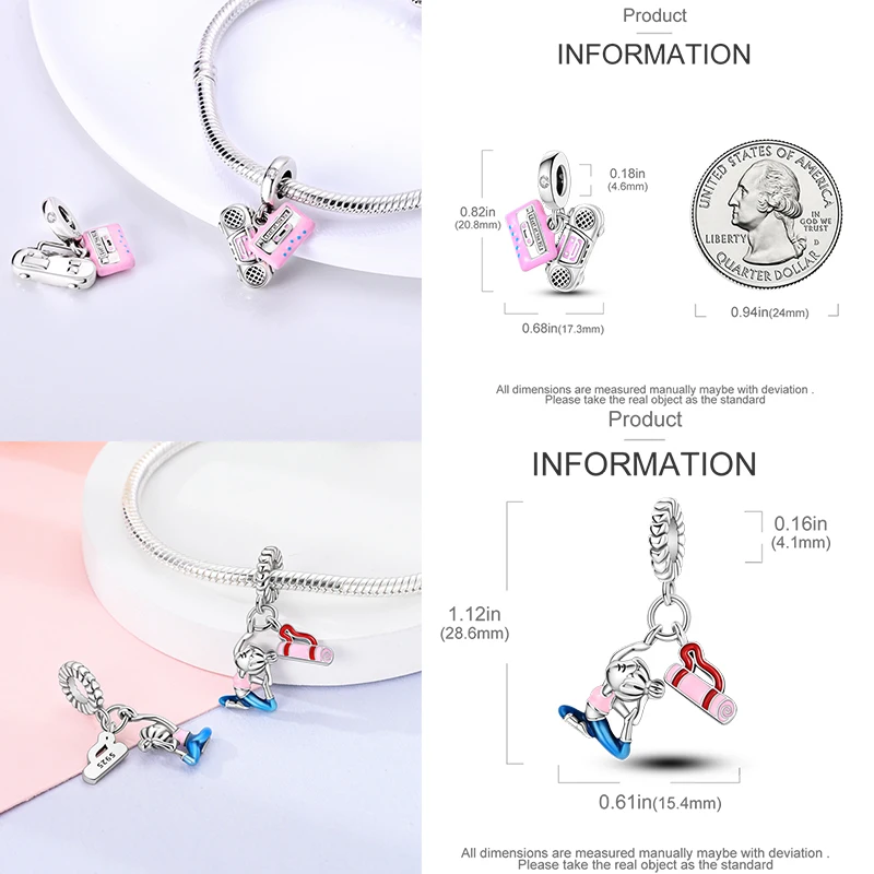 925 Sterling Silber Mode-Charm-Perlen Parfüm High Heel Lippenstift Ballett Handtasche DIY Armband Halskette Geschenk für Frauen Mädchen – Detail 13