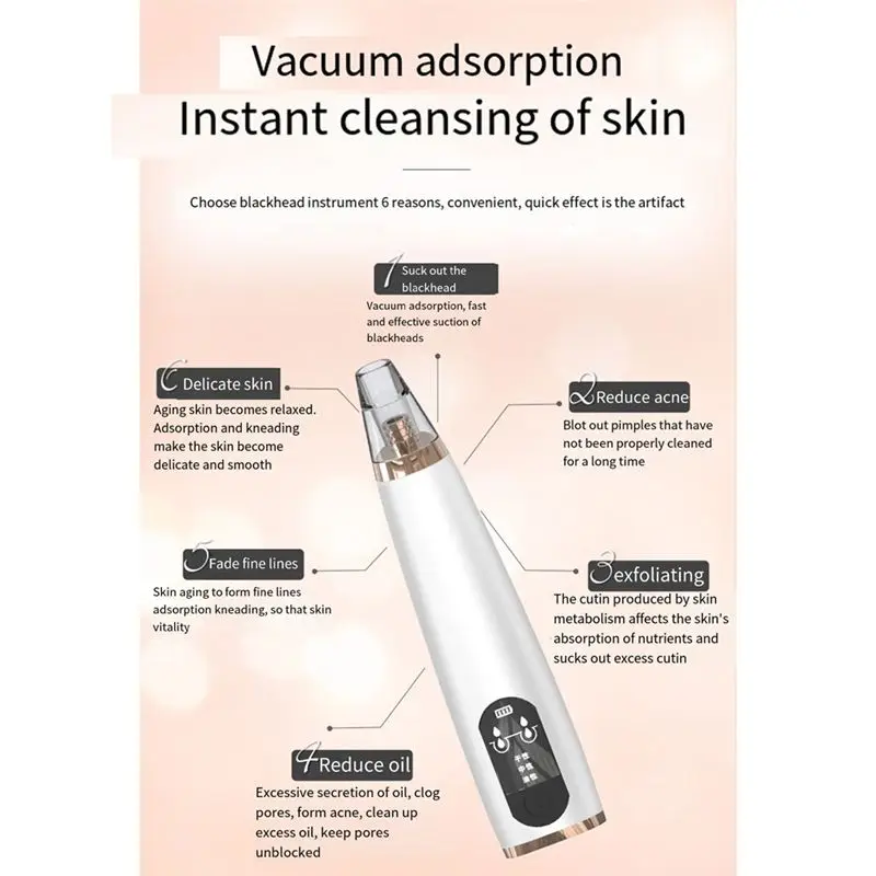 A04V Elettrico Rimozione di Comedone Viso Brufolo Estrazione Macchie Profonde Pori Rimozione Dell'acne Detergente Detergente Viso