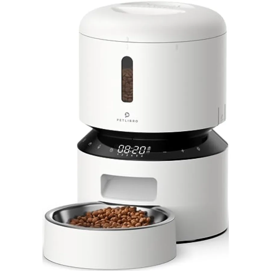 

Automatic Cat Feeder with Freshness Preservation Timed Dog Feeder for Dry Food 50 Portions Up to 6 Meals Daily Granary White