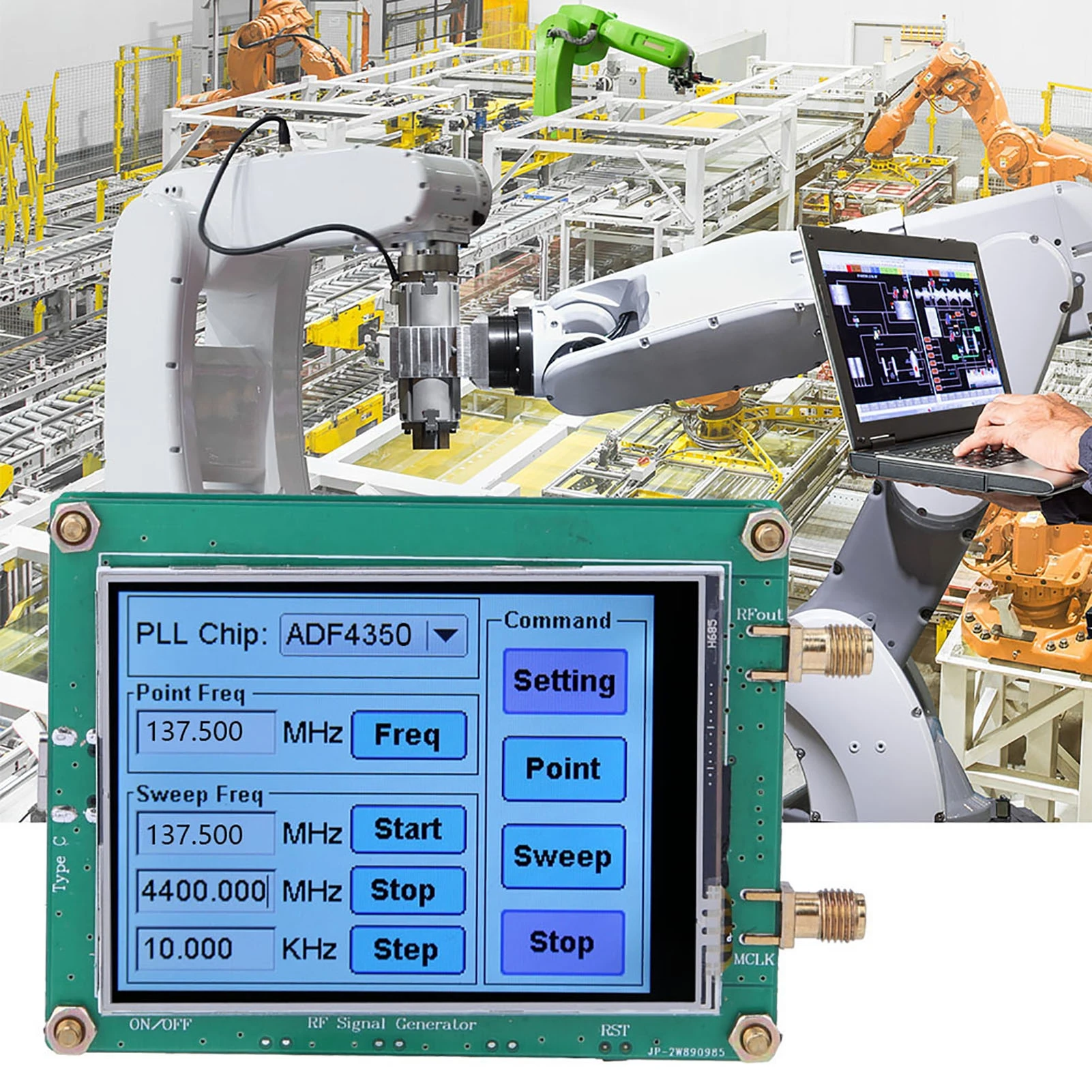 Full Touch RF Signal Generator ADF4350/4351 35M-4.4GHz Sweep Frequency PC Software Control for Wireless Test Equipment & WLAN