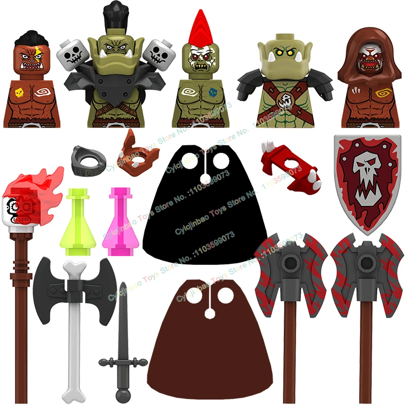 

Medieval Military Warriors Army Monsters Soldier Building Blocks Action Figures Accessories Helmet Armour Toys for Children Gift