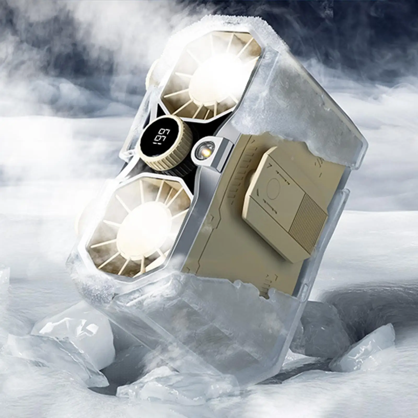 مروحة صغيرة معلقة على الرقبة مع مصباح يدوي وقلادة ومروحة حزام يمكن ارتداؤها لتسلق الرياضة وصيد الأسماك وركوب الدراجات والسفر