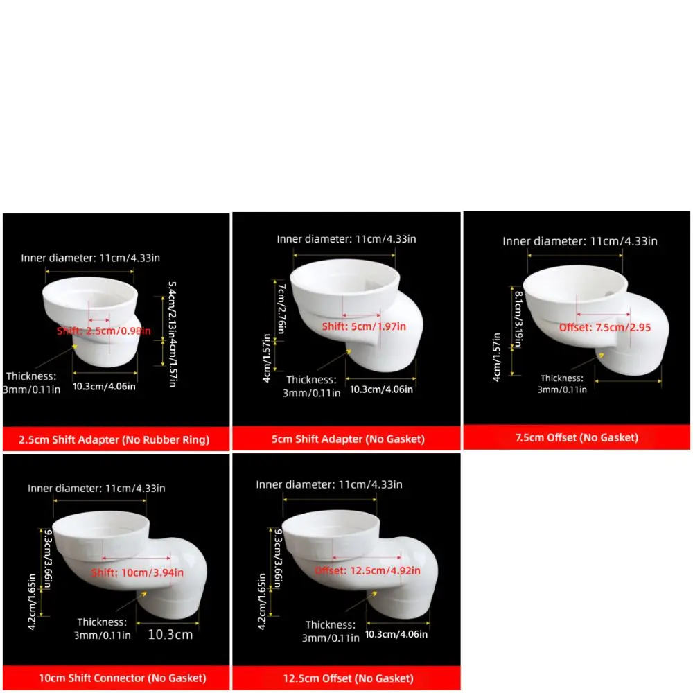 110 مللي متر المرحاض شيفتر الأنابيب إزاحة تصميم تمديد محول المرحاض استنزاف نقل السباكة المناسب شفة موسع