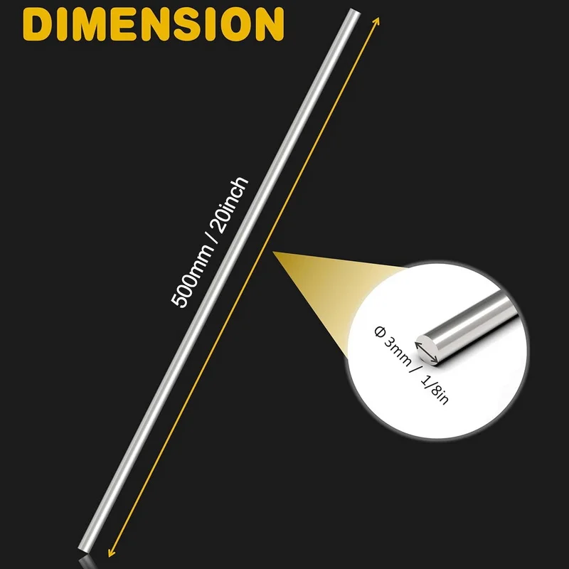 1/2/5pcs 304 Stainless Steel Solid Round Rod 100-500mm Lathe Bar for DIY Craft Tool Diameter 2mm 3mm 4mm 5mm 6mm 8mm 10mm