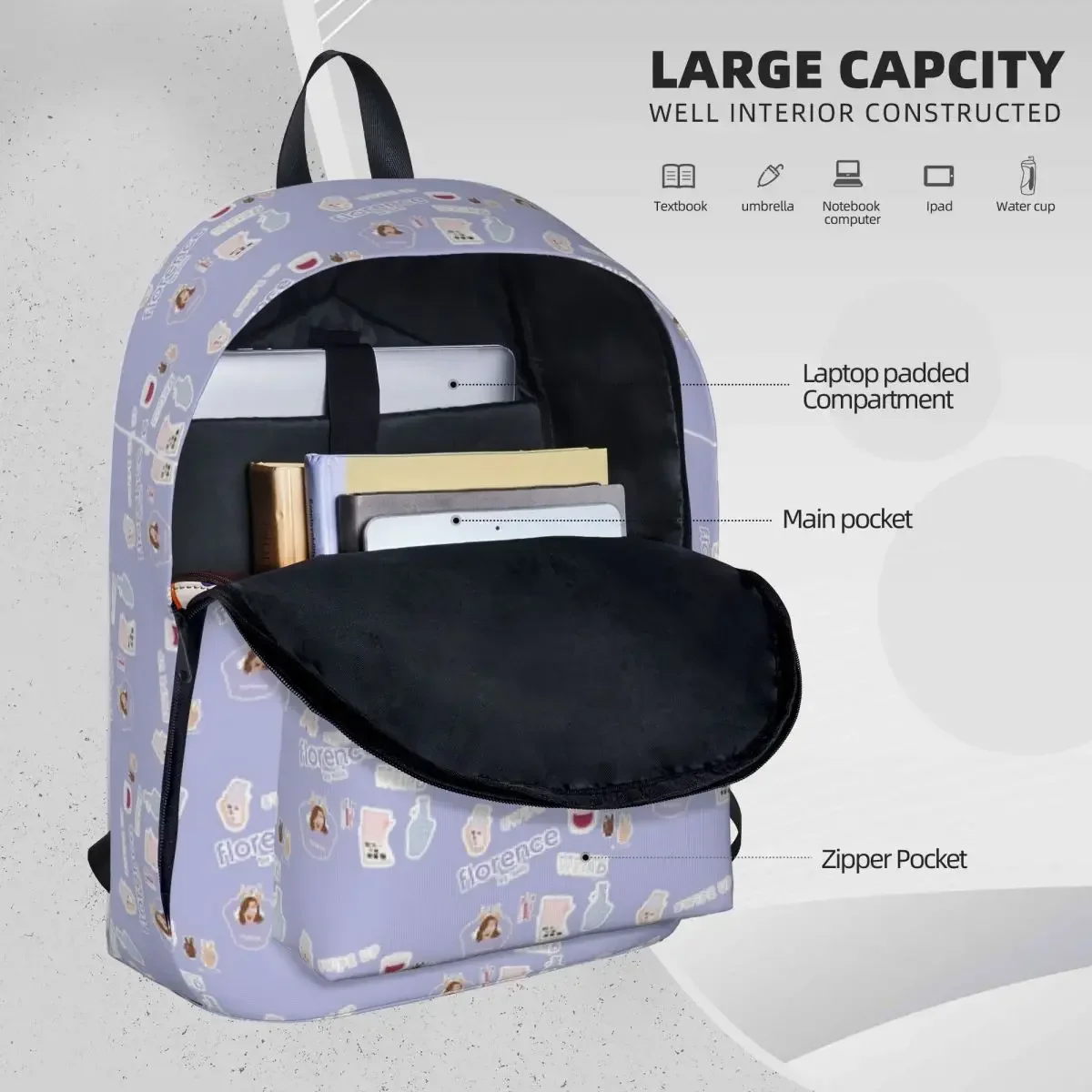 Florencia By Mill-mochilas bonitas para estudiantes, bolsa de libros para estudiantes, bolso de hombro para computadora portátil, mochila de viaje impermeable, bolsa escolar para niños