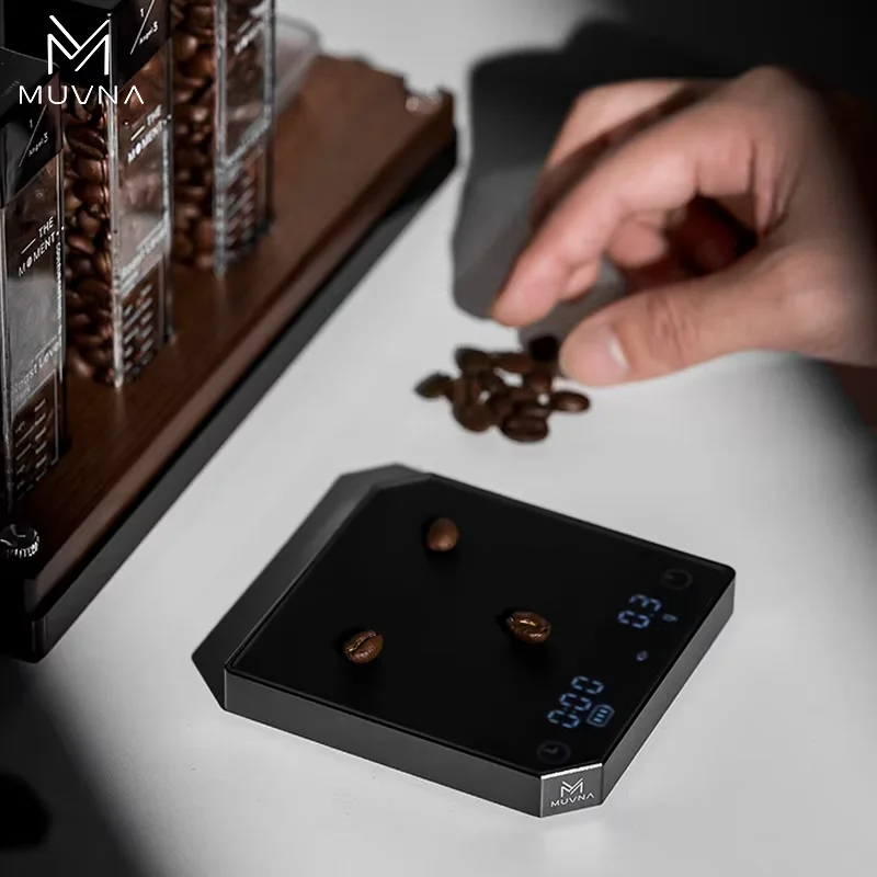 MUVNA Metal Electronic Scale for Espresso Coffee 0.1/g High Precision Professional Coffee Scale / Espresso Scale with Timer