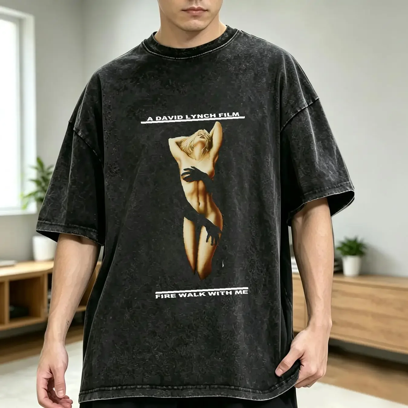washed T Shirt Twin Peaks Fire Walk With Me David Lynch Movie Horror Film Eraserhead vintage Washed Breathable homme Stretched