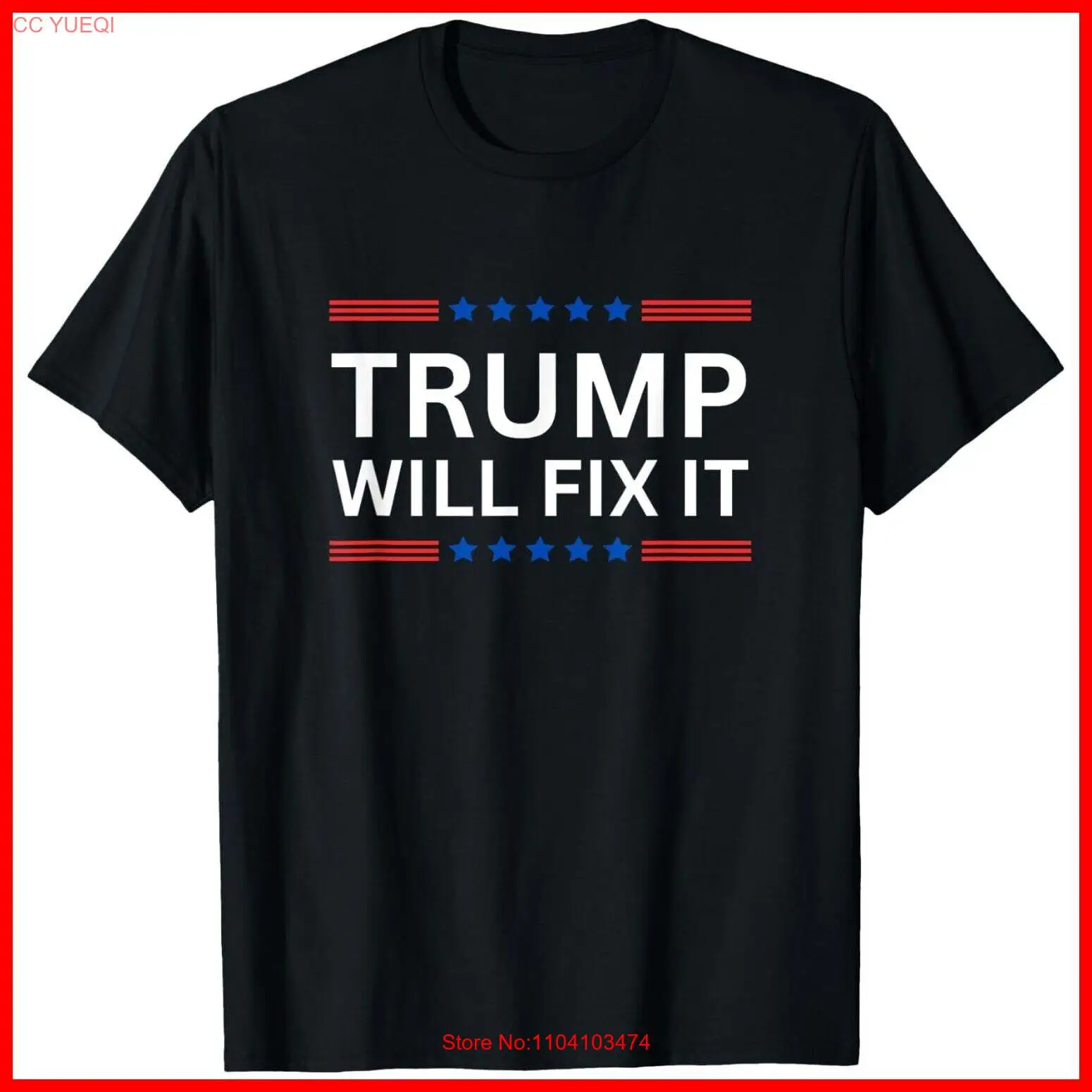 Trump Vance 2024 Election Will Fix It Black Cotton T-Shirt S-5XL