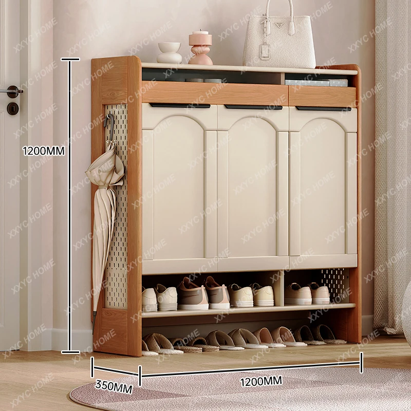 

Solid wood shoe cabinet, large-capacity indoor entrance door, entrance cabinet, outer corridor corridor shoe cabinet