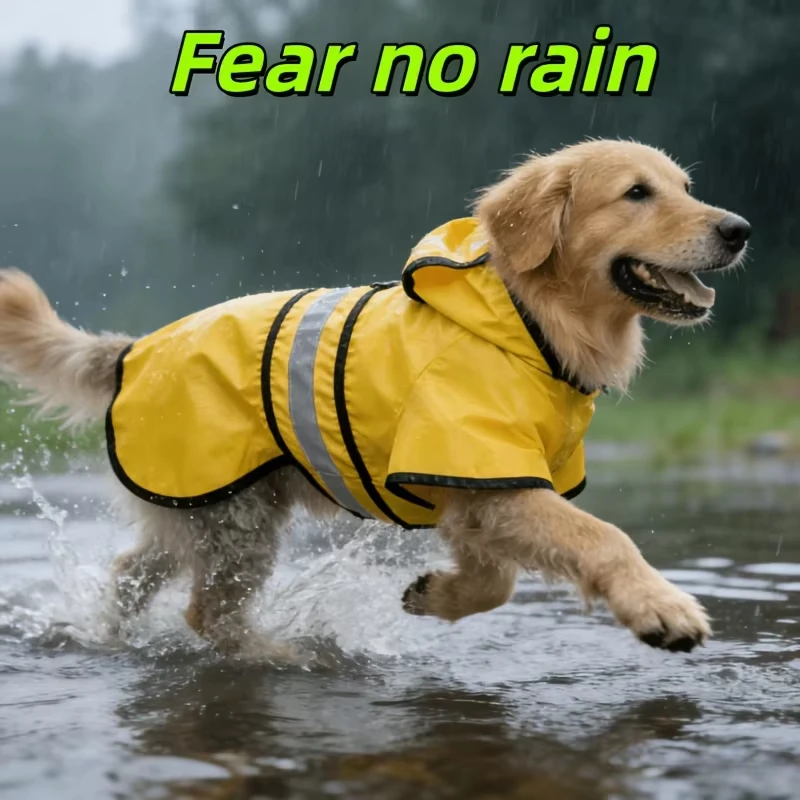Mantenga a su mascota seca y cómoda: impermeable ajustable y resistente al viento para perros, impermeable amarillo de doble capa con uso bidireccional
