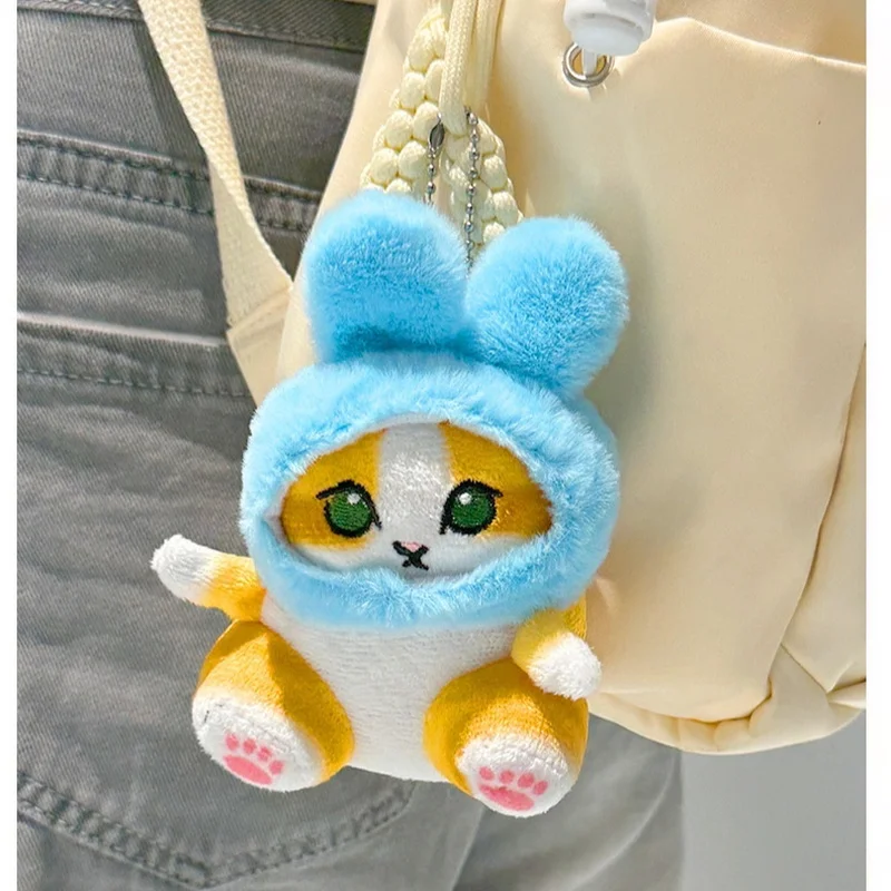 Coelhinho macio dos desenhos animados gato boneca de pelúcia chaveiro mini saco decoração brinquedo de pelúcia postura sentada gato natal surpresa presentes de pelúcia