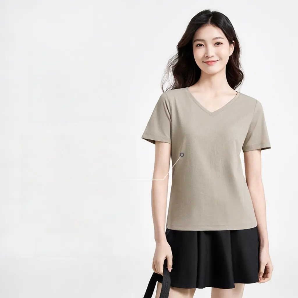 

Women's Summer V-Neck Short-Sleeved Sports T-Shirt Pure Color Loose Fit Quick-Drying Slimming Yoga Top for Running Fitness