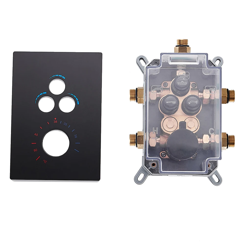 Solide Messing Ventil Verborgen Thermostat Trim Mit Zwei oder Drei Funktion Control Matt Schwarz Thermostat Dusche Wasserhahn