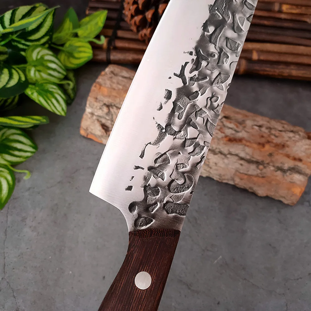 Hand Forged Blade Chef Knife Cleaver Meat Chopping Vegetable Boning Butcher Knife 5CR15 Steel Professional Kitchen Knives Tools