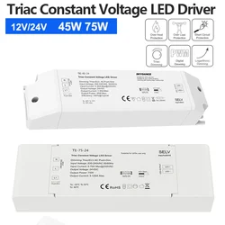 Triac LED Smart Driver dimmerabile tensione costante AC220V DC12V/24V 1CH 40W/75W PWM Driver digitale Triac dimmerabile per illuminazione a LED