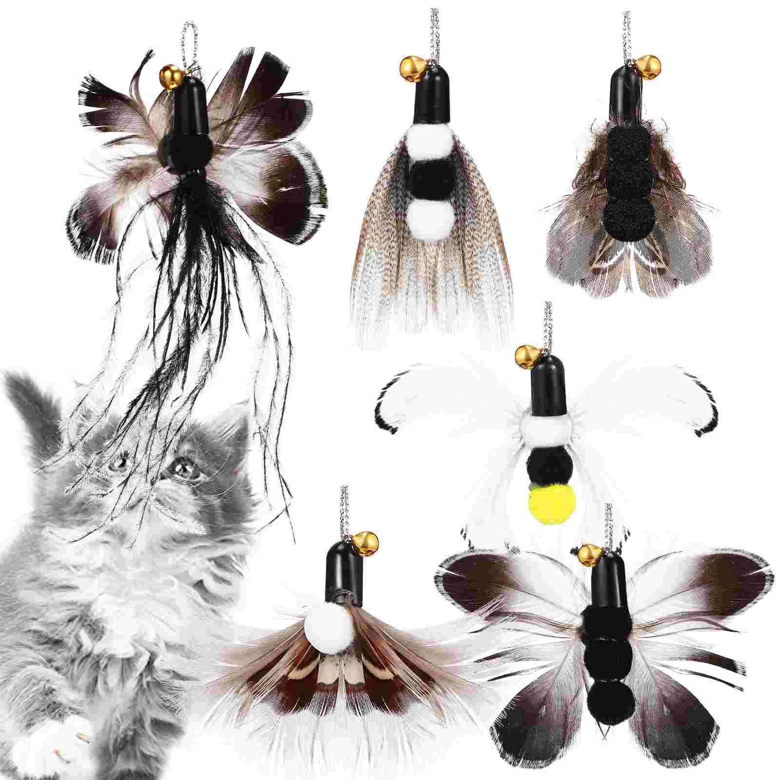 6 Pcs Simulated Insect Cat Teasing Stick Replacement 6pcs Toy Wand Toys