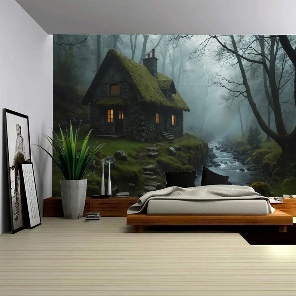 

Tropical jungle background poster, home tapestry, natural landscape living room aesthetic wall hanging cloth, wall decoration