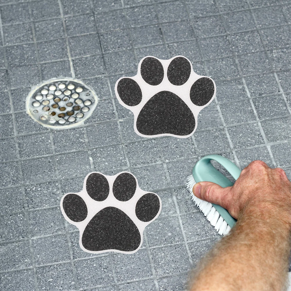 

20 Pcs Black Dog Cat Paw Print Anti Slip Stickers for Kitchen Bathroom Floor Non Slip Bathtub Shower Grips Tile Decals Easy
