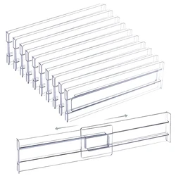 Multi-Pack Transparent Drawer Divider Adjustable Expandable Drawer Divider, Suitable for Clothing, Kitchen Utensils and Office