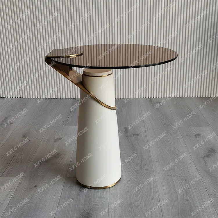 LModern simple light luxury metal glass corner few creative personalized living room