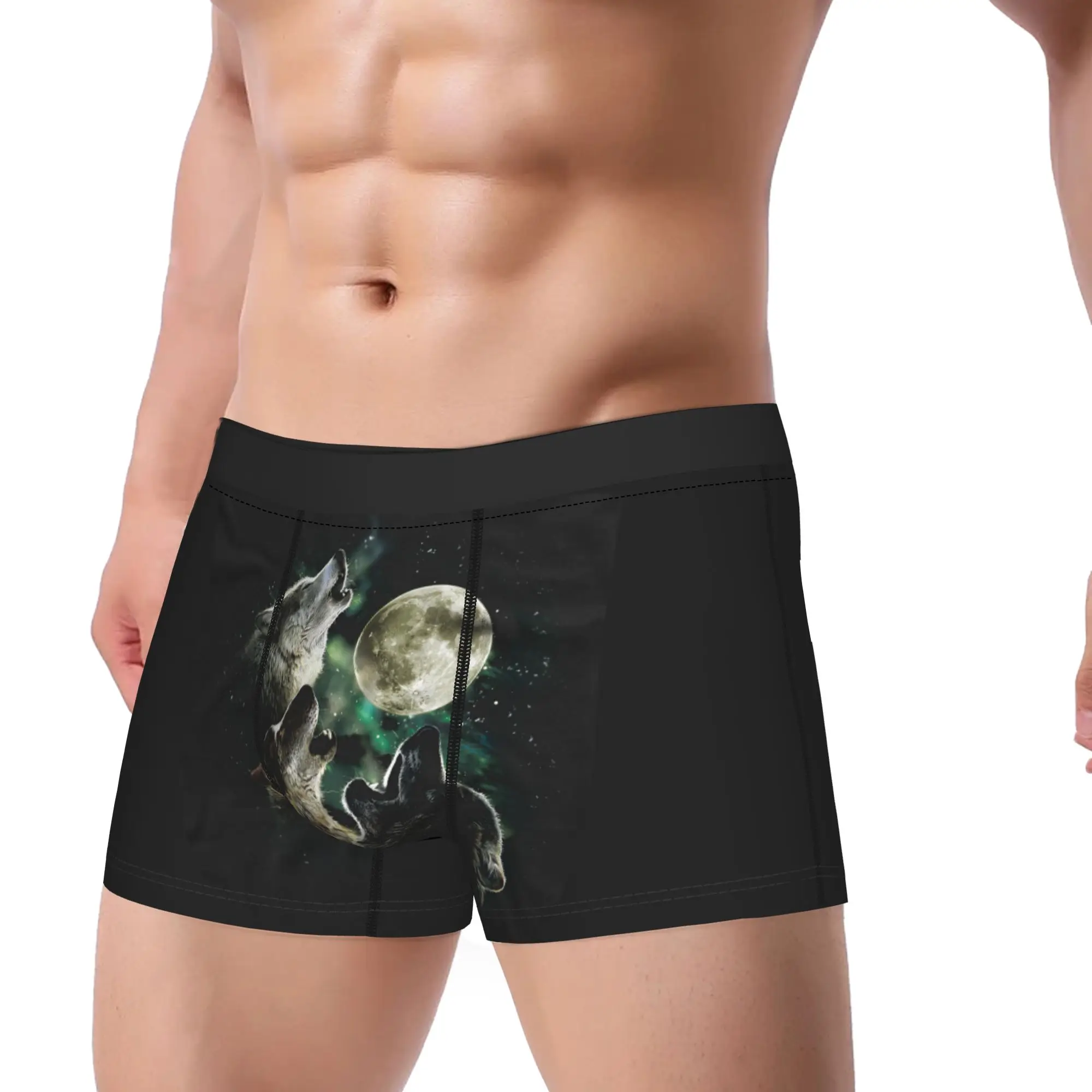 

Wolf Wolves Howling Moon Men's Underwear Galaxy Boxer Briefs Shorts Panties Sexy Soft Underpants for Homme Plus Size