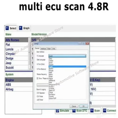 Imagen 2 del producto 2025 Multiecuscan V4.8 v4.9 v5.0 para Fiat Chrysler Dodge Jeep y Suzuki Software de escáner 4,9 funciona con herramientas ELM327 / OBD II