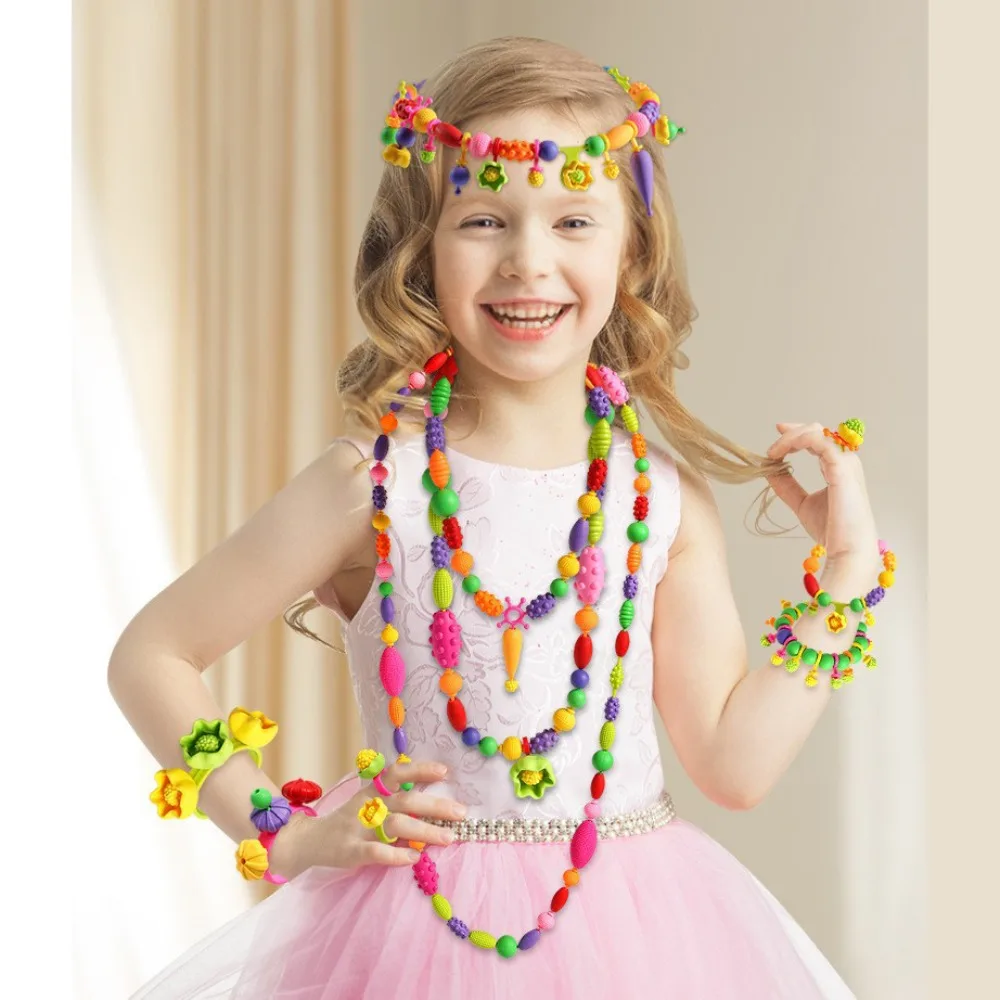 

1 set DIY Bracelet Necklace Pop-Arty Beads Handmade Crafts Creative Pop Beads Cute Snap-Together DIY Pop Beads Girls Toys