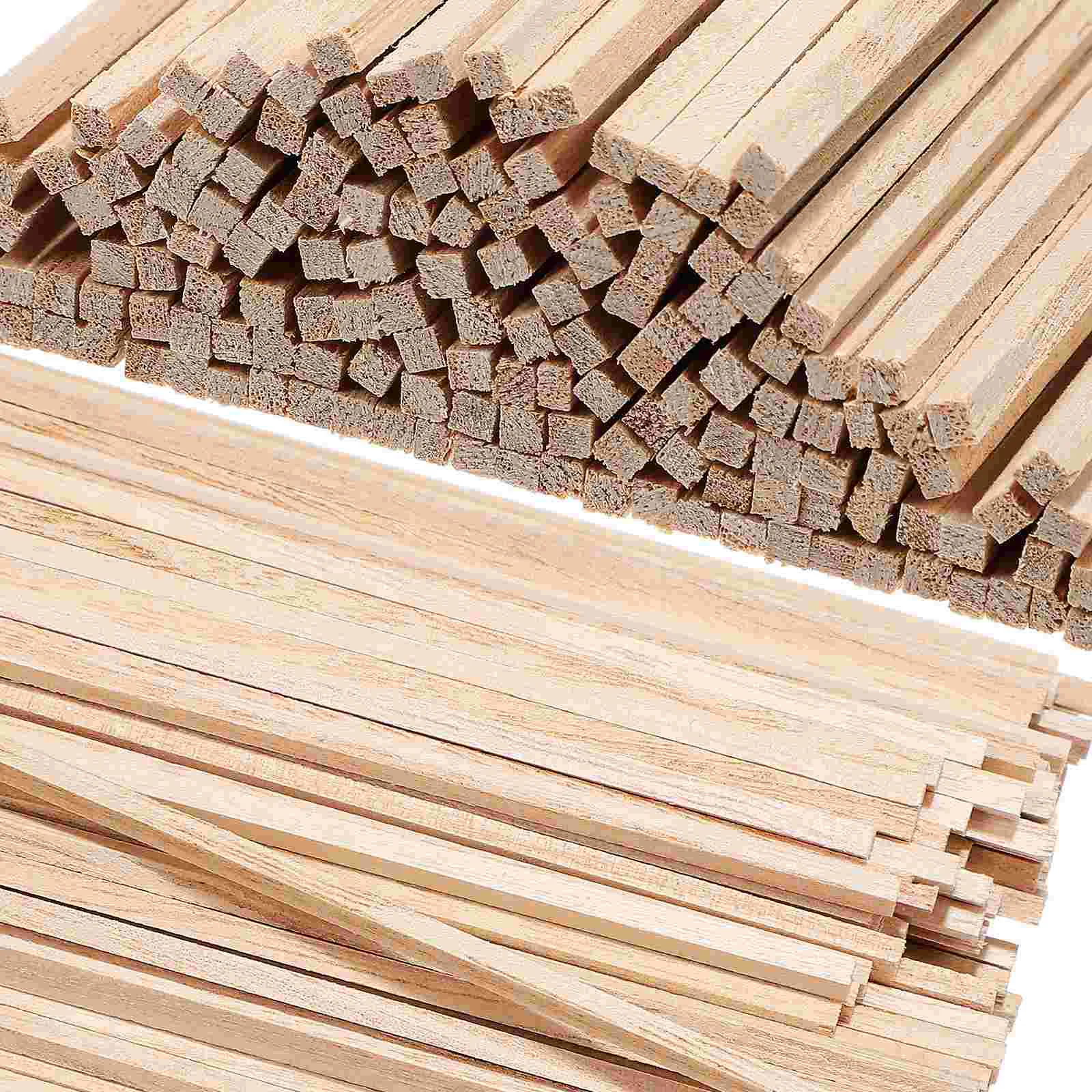 150 Stück Holzstab, Holzdübel, Zierstange, unvollendete Stäbchen, Streifen, quadratische Dübel